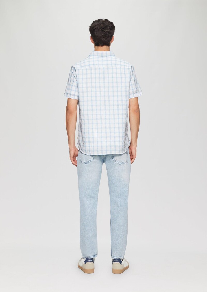 Regular Fit: Kariertes Kurzarmhemd mit Struktur