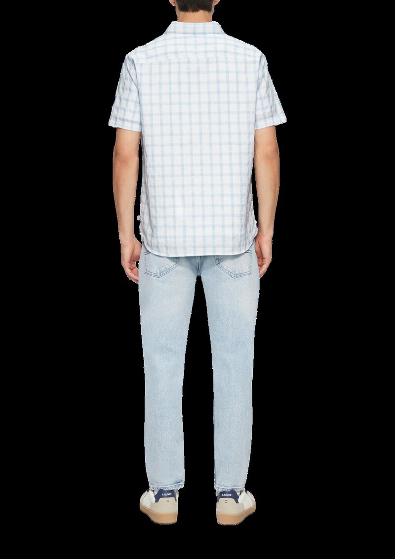 Regular Fit: Kariertes Kurzarmhemd mit Struktur