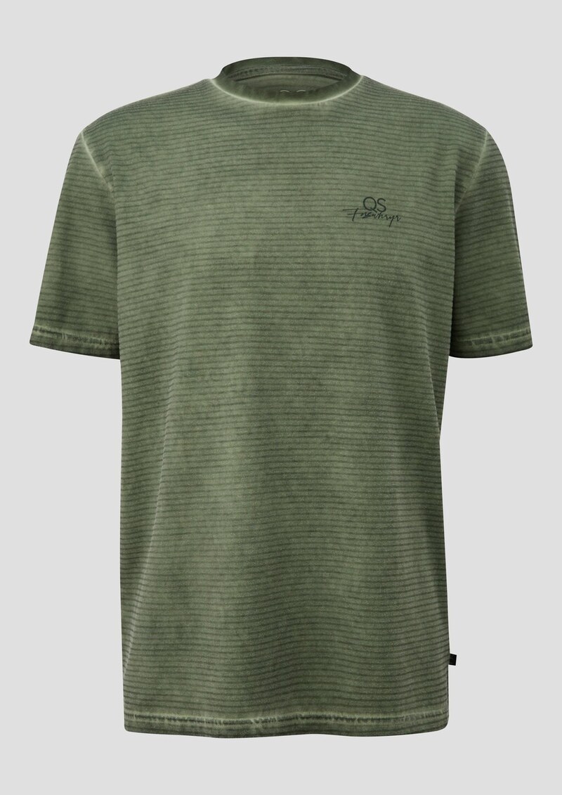 Gewaschenes Ringelshirt mit Rundhalsausschnitt