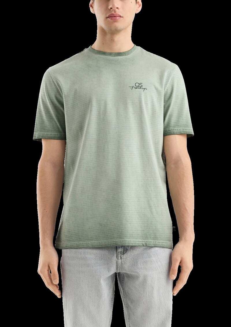 Gewaschenes Ringelshirt mit Rundhalsausschnitt