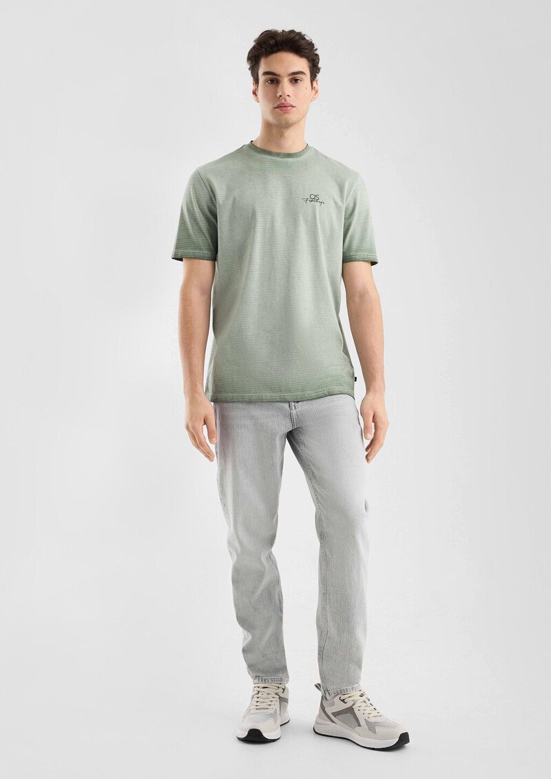 Gewaschenes Ringelshirt mit Rundhalsausschnitt