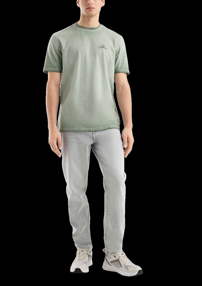 Gewaschenes Ringelshirt mit Rundhalsausschnitt