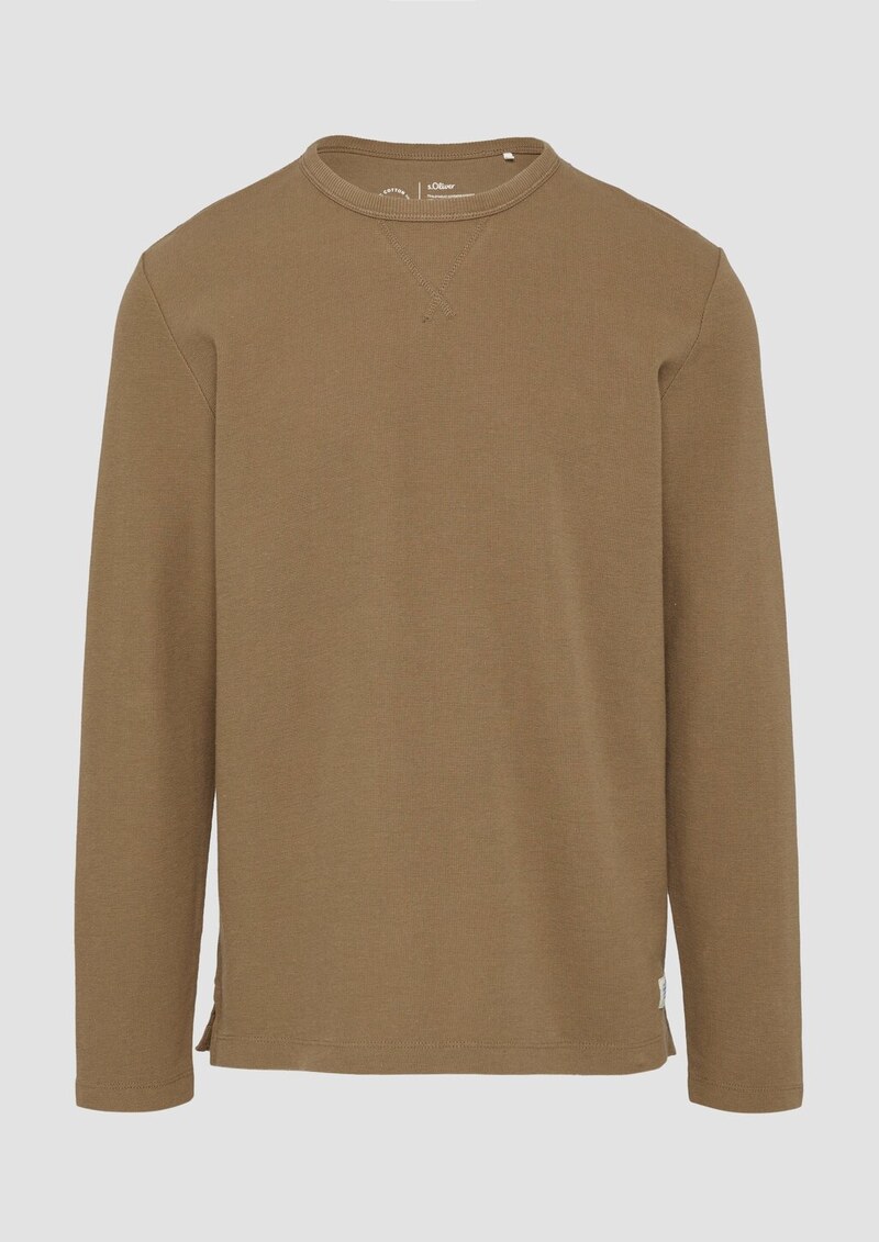 Langarmshirt mit Waffelstruktur und sportiven Details