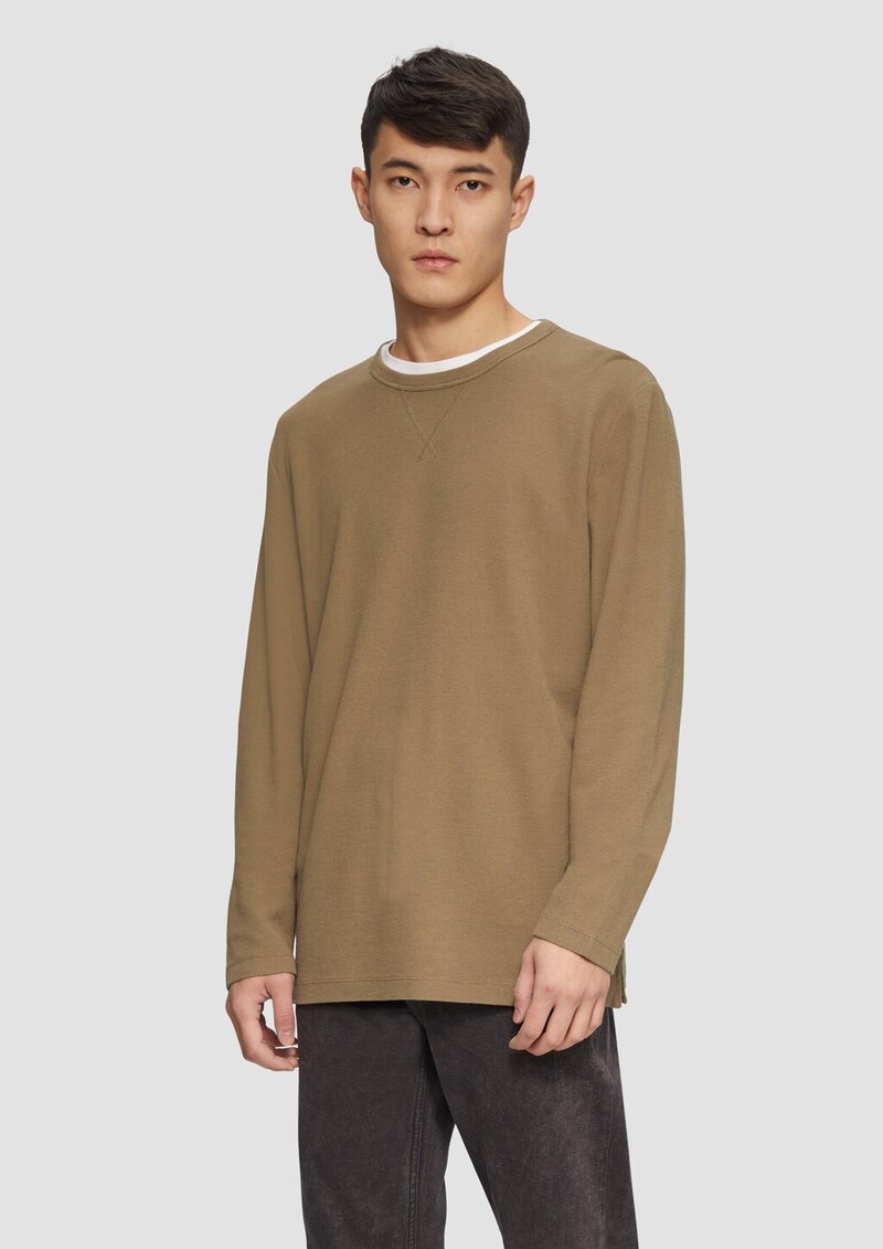 Langarmshirt mit Waffelstruktur und sportiven Details