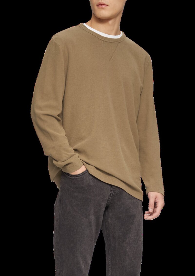 Langarmshirt mit Waffelstruktur und sportiven Details