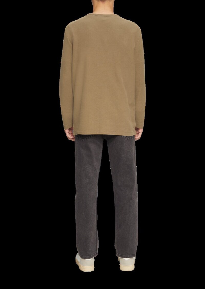 Langarmshirt mit Waffelstruktur und sportiven Details