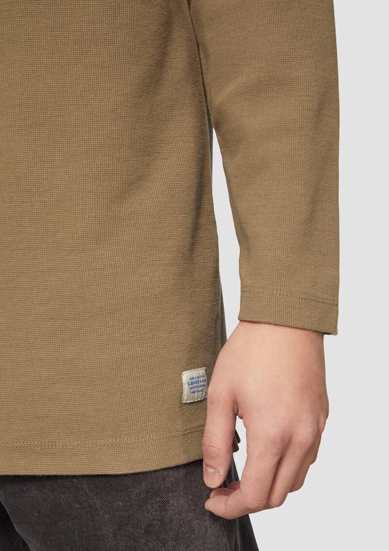 Langarmshirt mit Waffelstruktur und sportiven Details