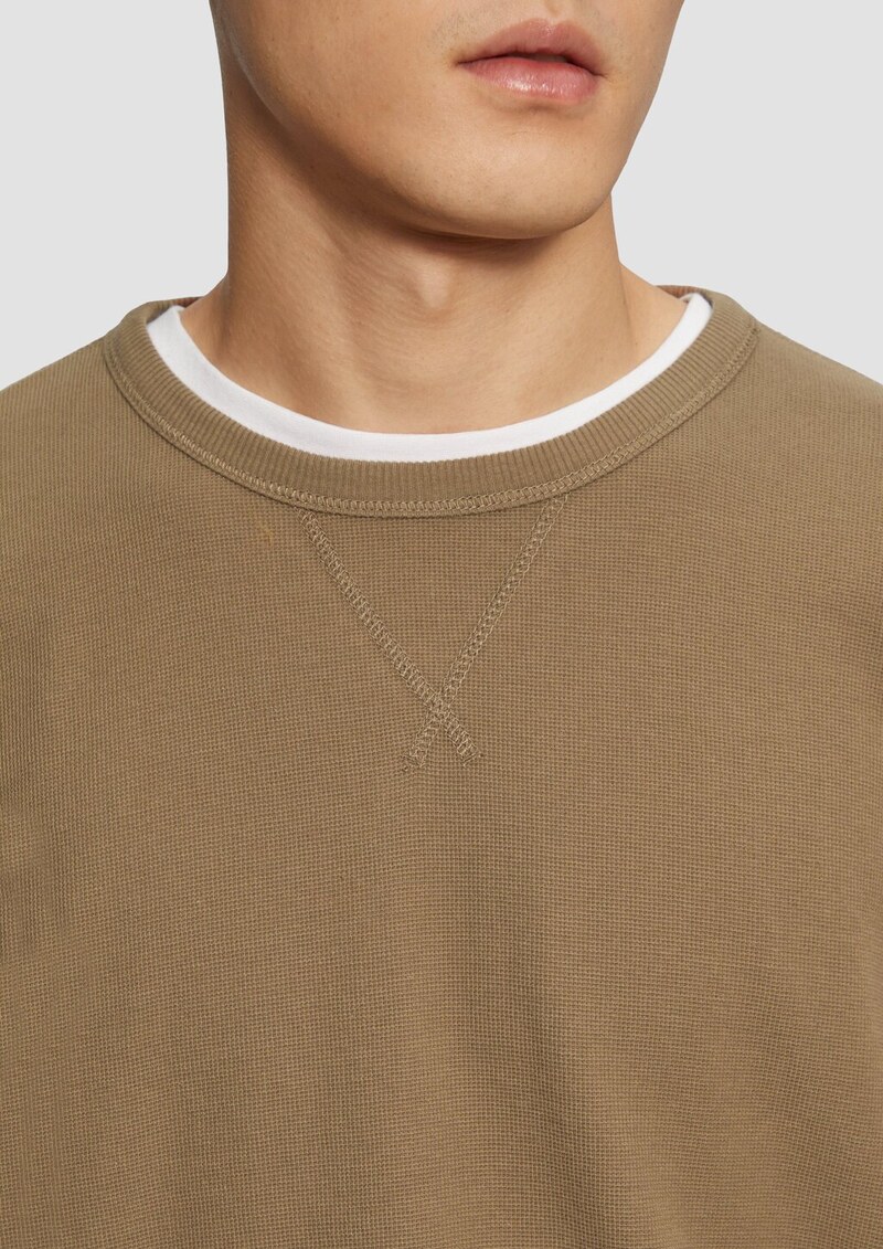 Langarmshirt mit Waffelstruktur und sportiven Details