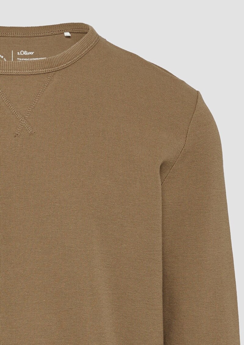 Langarmshirt mit Waffelstruktur und sportiven Details