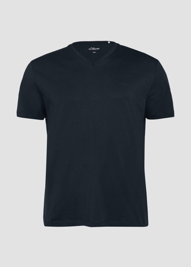 T-Shirt mit V-Ausschnitt und Logo-Print