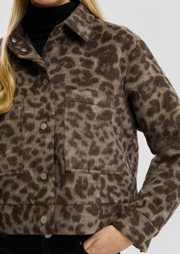 Jacke aus Wollmix mit Leo-Print
