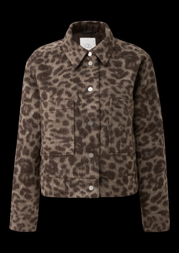 Jacke aus Wollmix mit Leo-Print