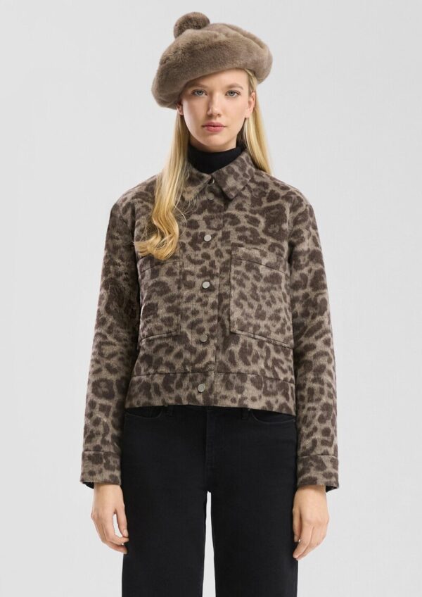 Jacke aus Wollmix mit Leo-Print