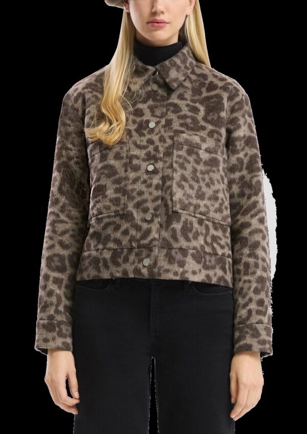 Jacke aus Wollmix mit Leo-Print