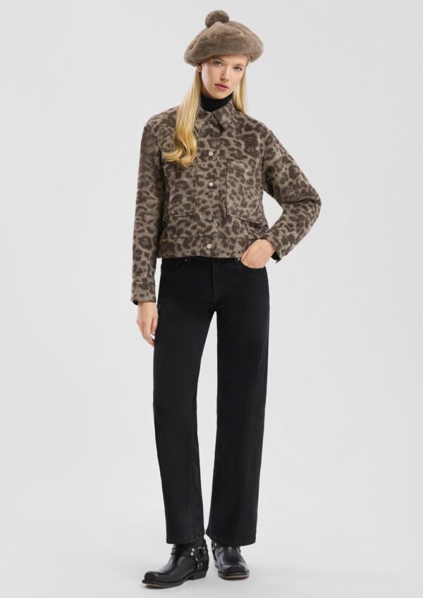 Jacke aus Wollmix mit Leo-Print