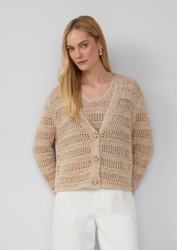 Loose-Fit-Cardigan mit Ajourmuster