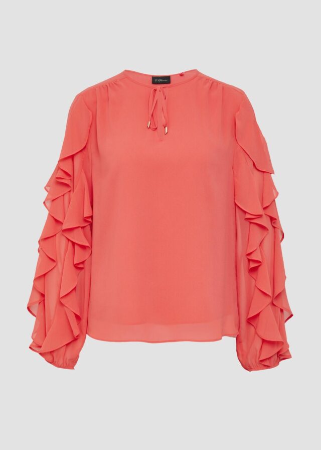 Leichte Chiffonbluse mit Rüschenärmeln