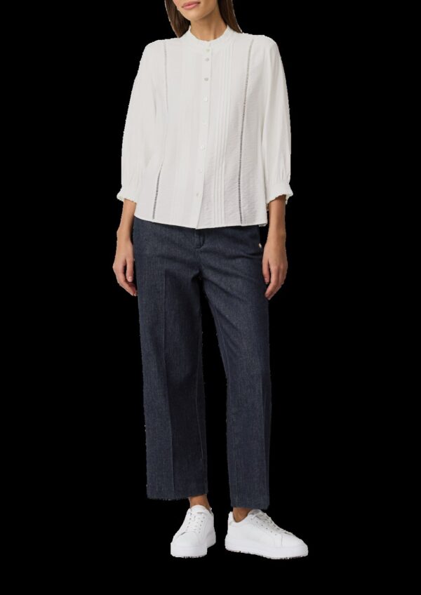 Bluse mit Rüschenkragen und Biesenfalten