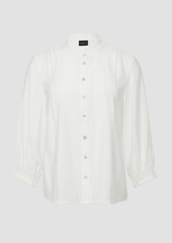 Bluse mit Rüschenkragen und Biesenfalten