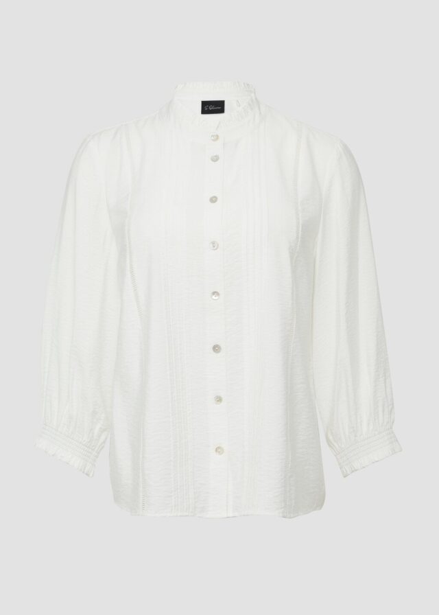 Bluse mit Rüschenkragen und Biesenfalten