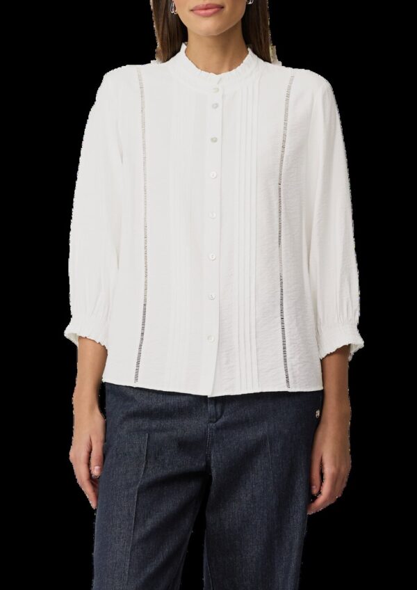 Bluse mit Rüschenkragen und Biesenfalten