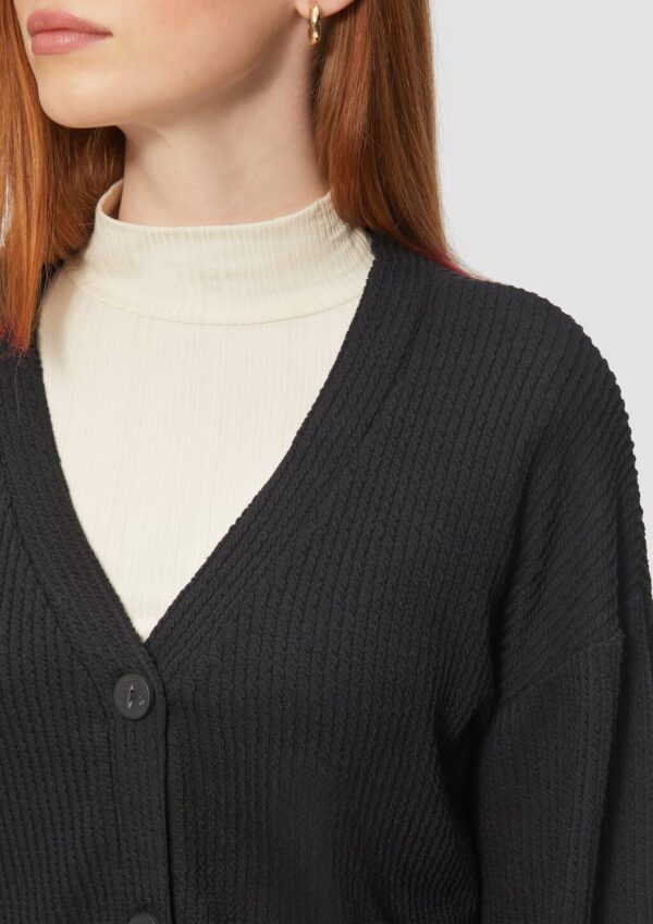 Shirtjacke mit Streifenstruktur und Knopfleiste