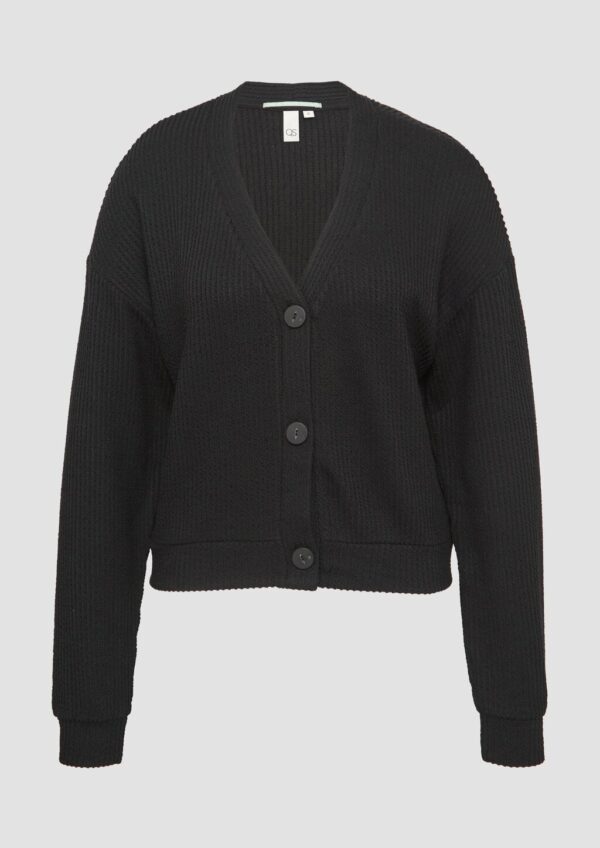 Shirtjacke mit Streifenstruktur und Knopfleiste