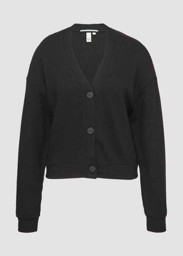 Shirtjacke mit Streifenstruktur und Knopfleiste