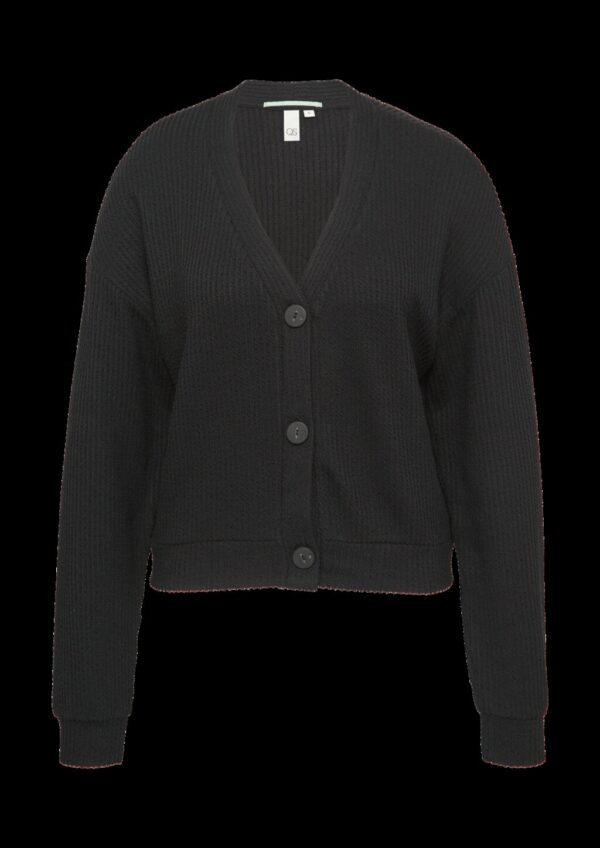 Shirtjacke mit Streifenstruktur und Knopfleiste