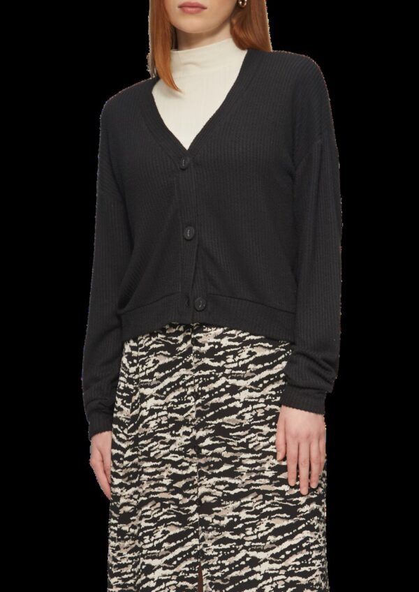 Shirtjacke mit Streifenstruktur und Knopfleiste