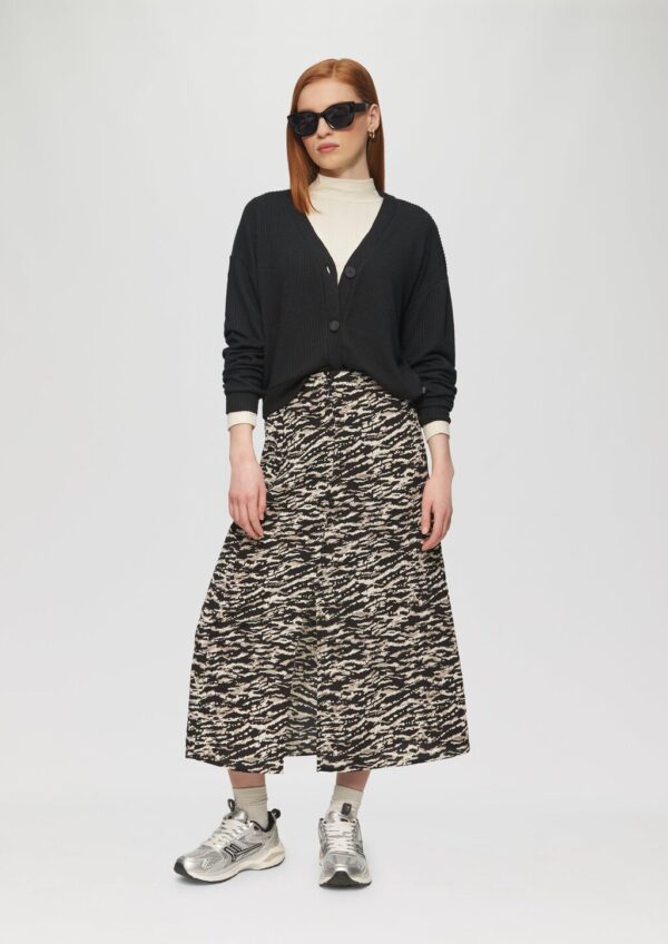 Shirtjacke mit Streifenstruktur und Knopfleiste