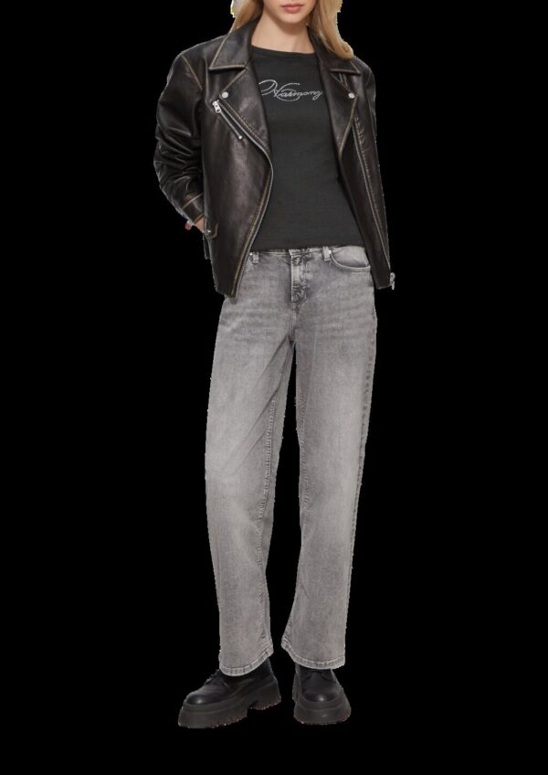 Rippshirt mit Acid-Waschung und Strass-Wording