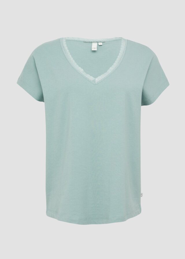 Modalmix-Shirt mit Spitzenblende