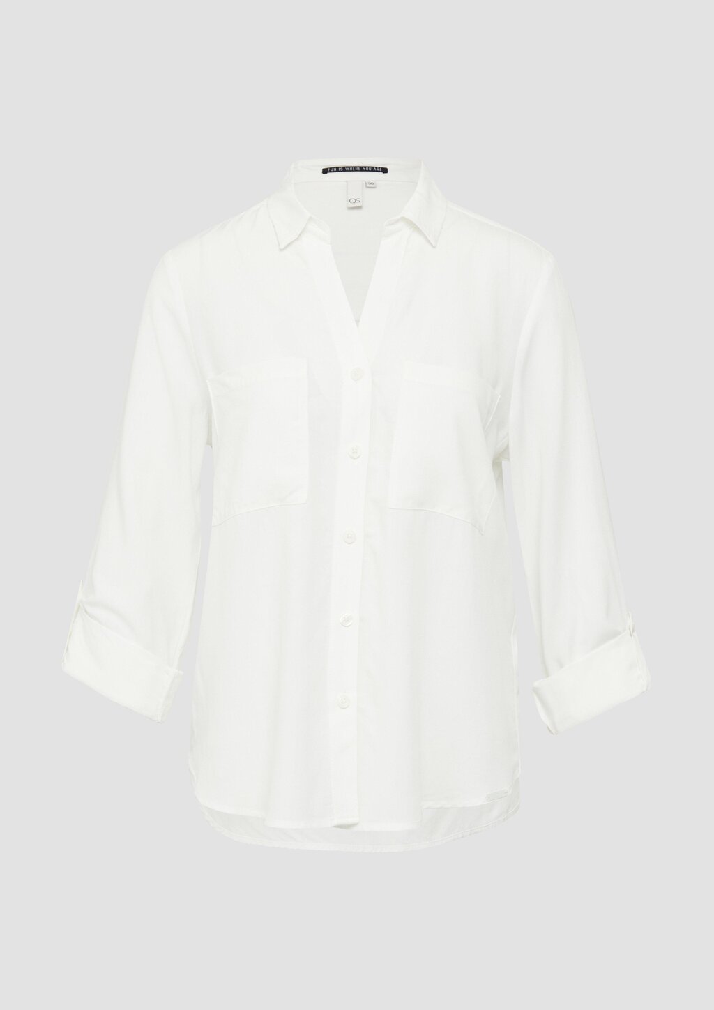 Viskosebluse mit Turn-up und aufgesetzten Taschen