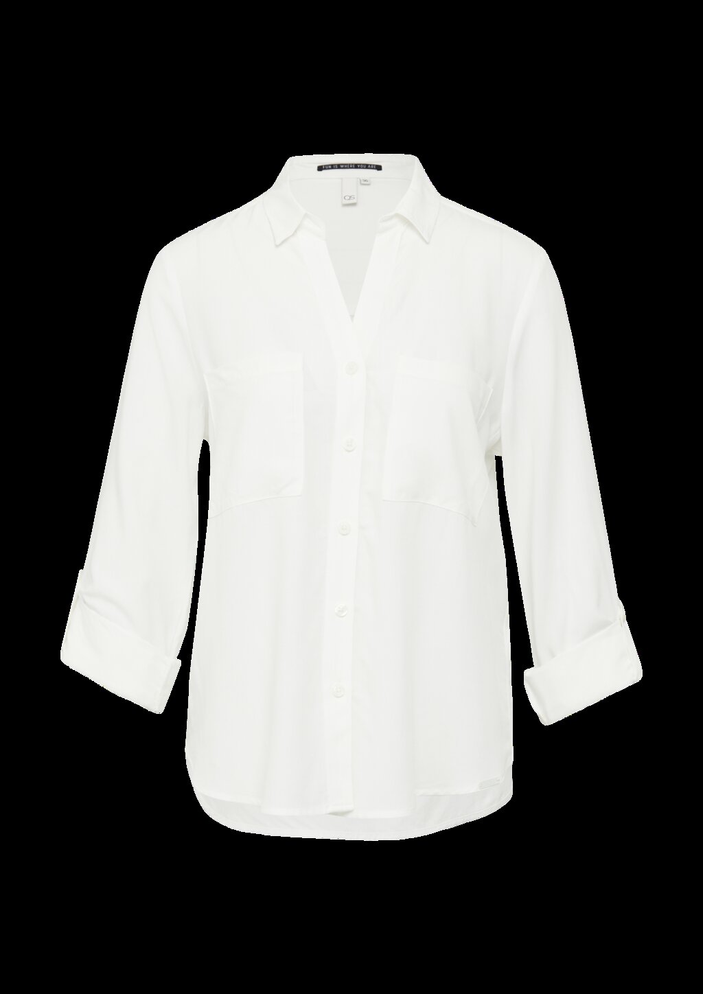 Viskosebluse mit Turn-up und aufgesetzten Taschen