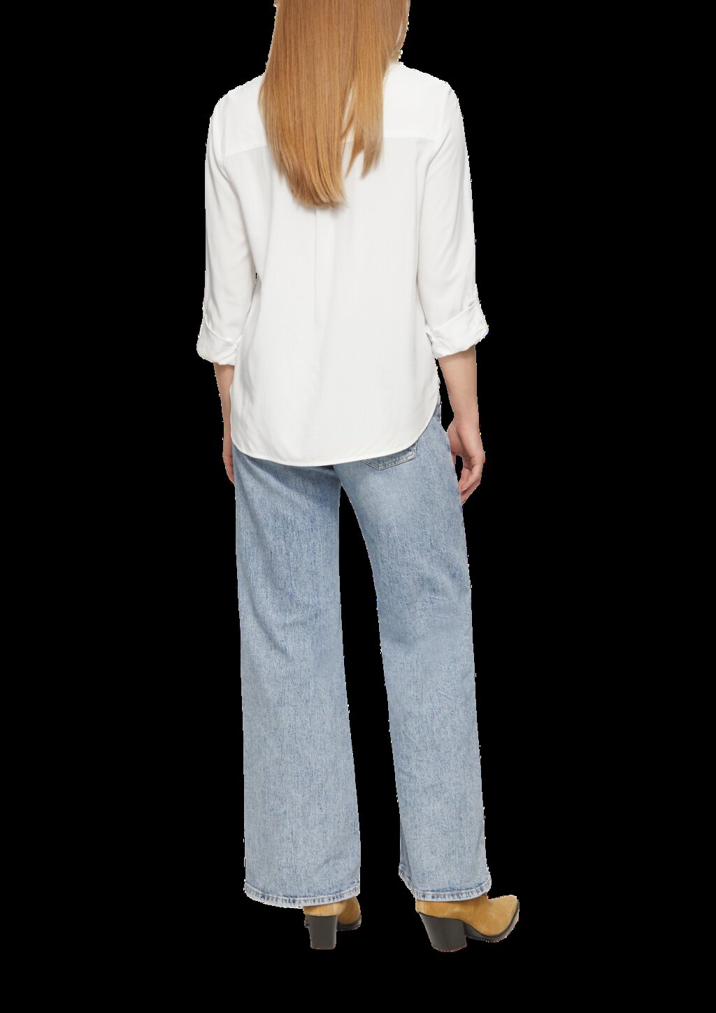 Viskosebluse mit Turn-up und aufgesetzten Taschen