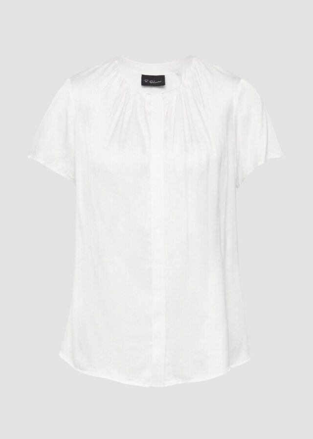 Satinbluse aus Viskose mit verdeckter Knopfleiste