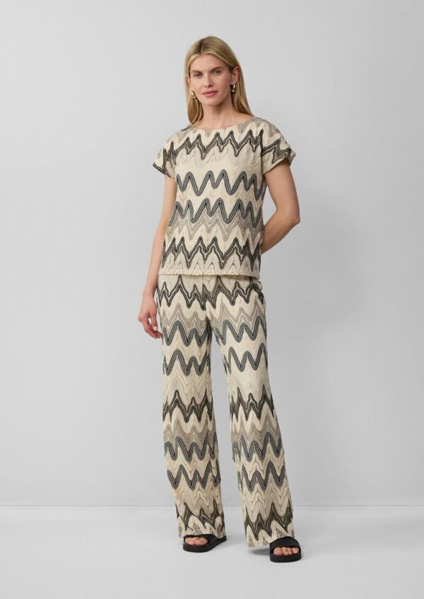 Wide-Leg-Hose aus Häkeljersey mit All-over-Muster