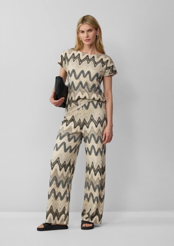 Wide-Leg-Hose aus Häkeljersey mit All-over-Muster