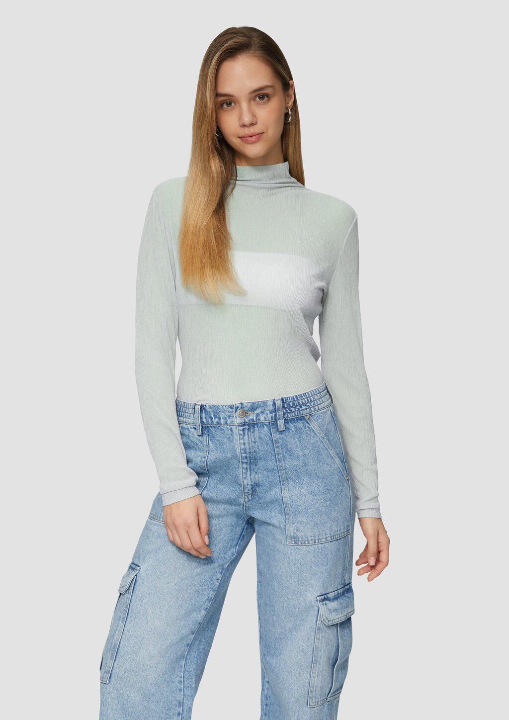 Meshshirt mit Stehkragen