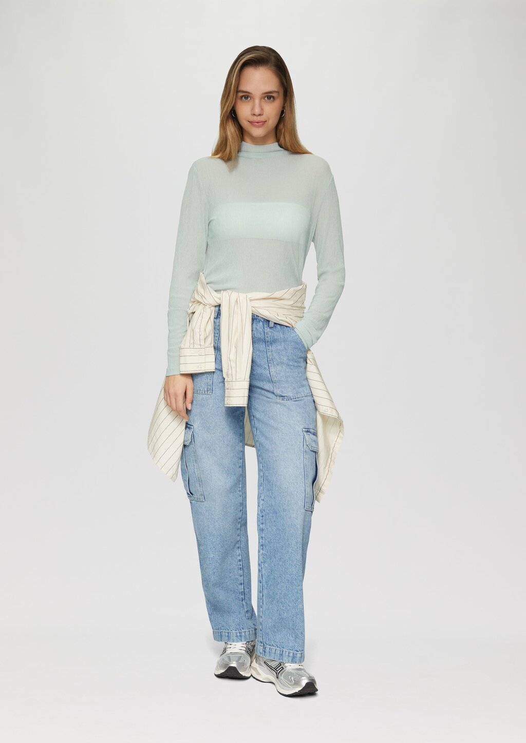 Meshshirt mit Stehkragen