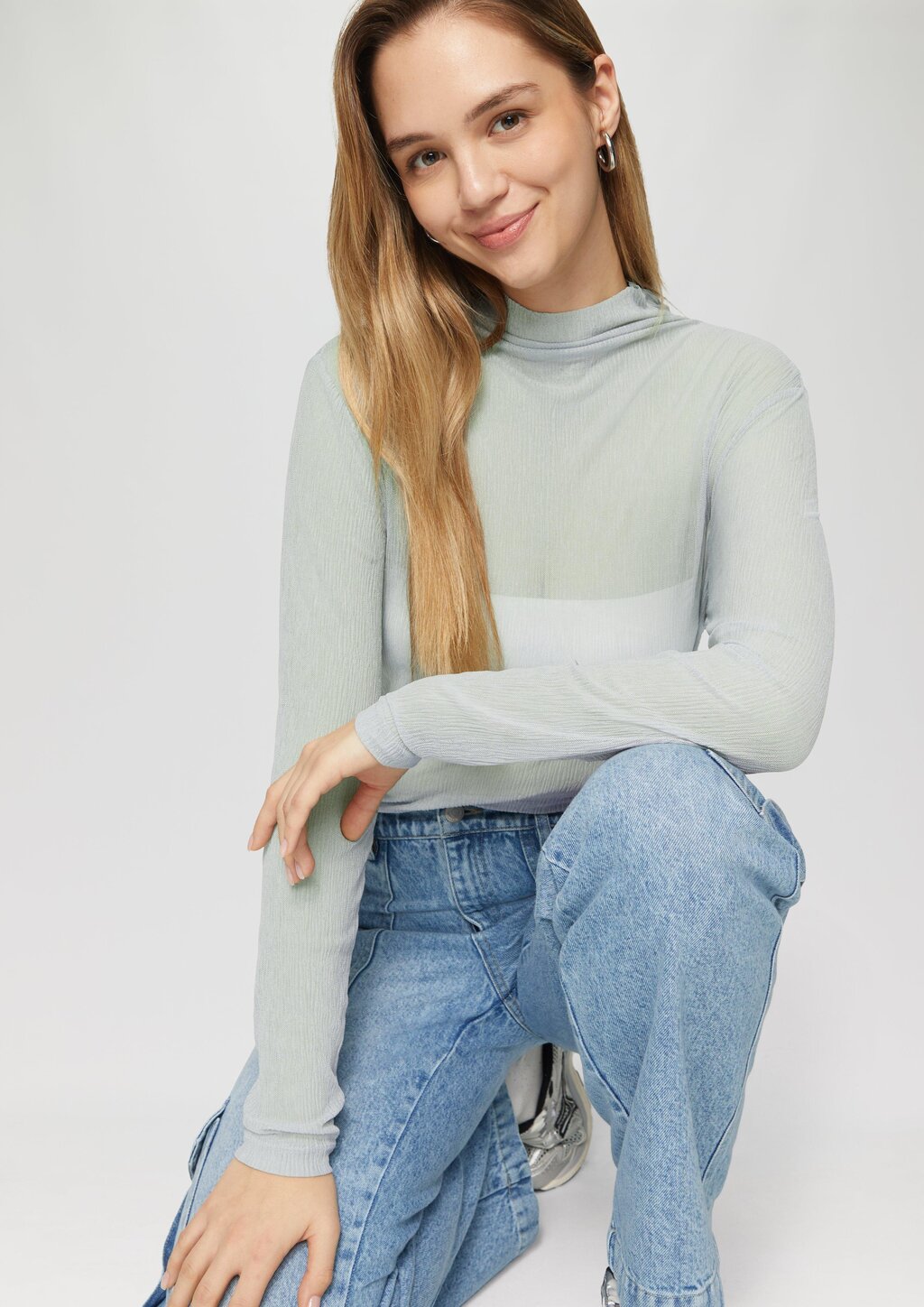 Meshshirt mit Stehkragen