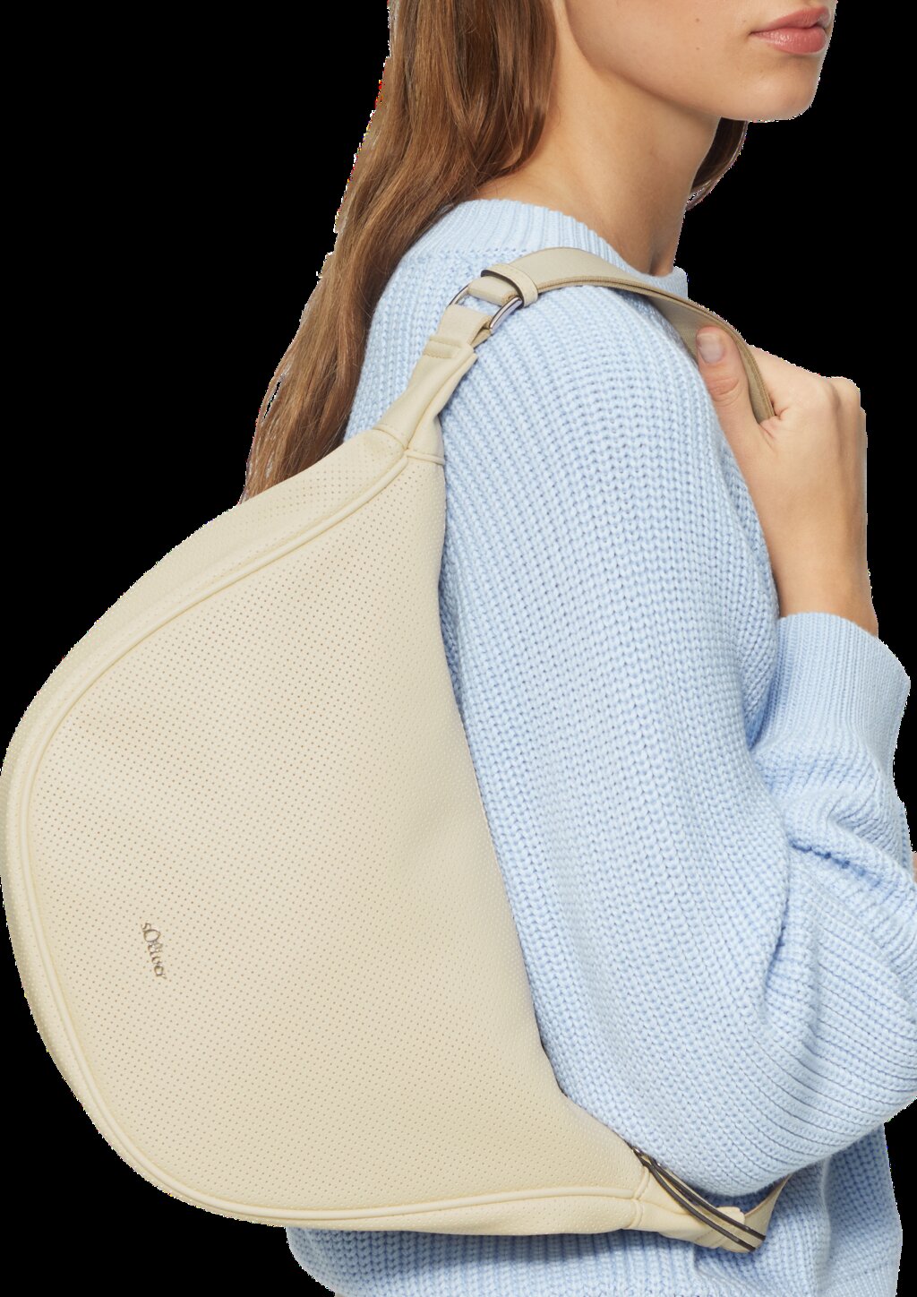 Schulter-Tasche mit Lochmuster und Logo-Detail