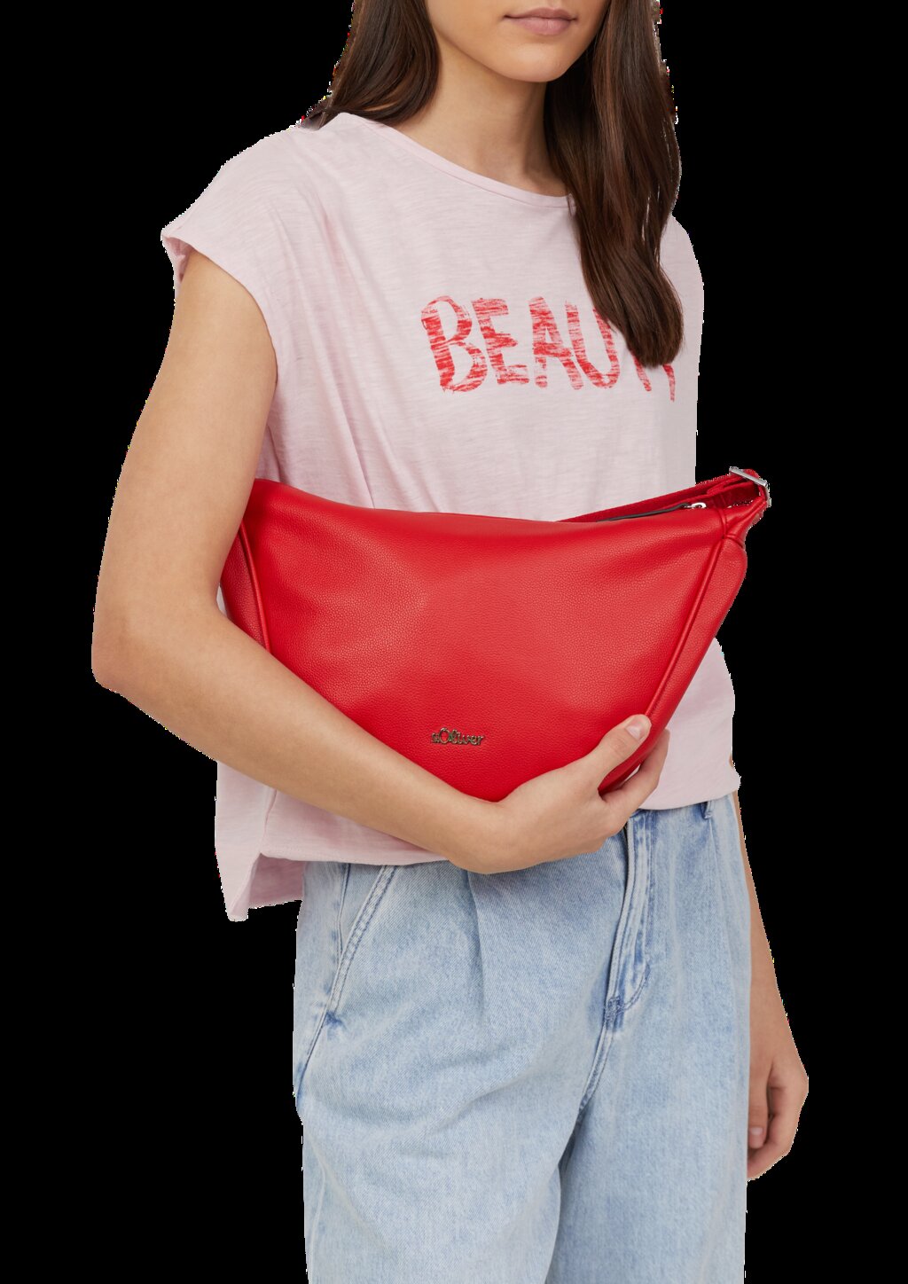 Schultertasche mit Logo auf dem längenverstellbaren Schultergurt