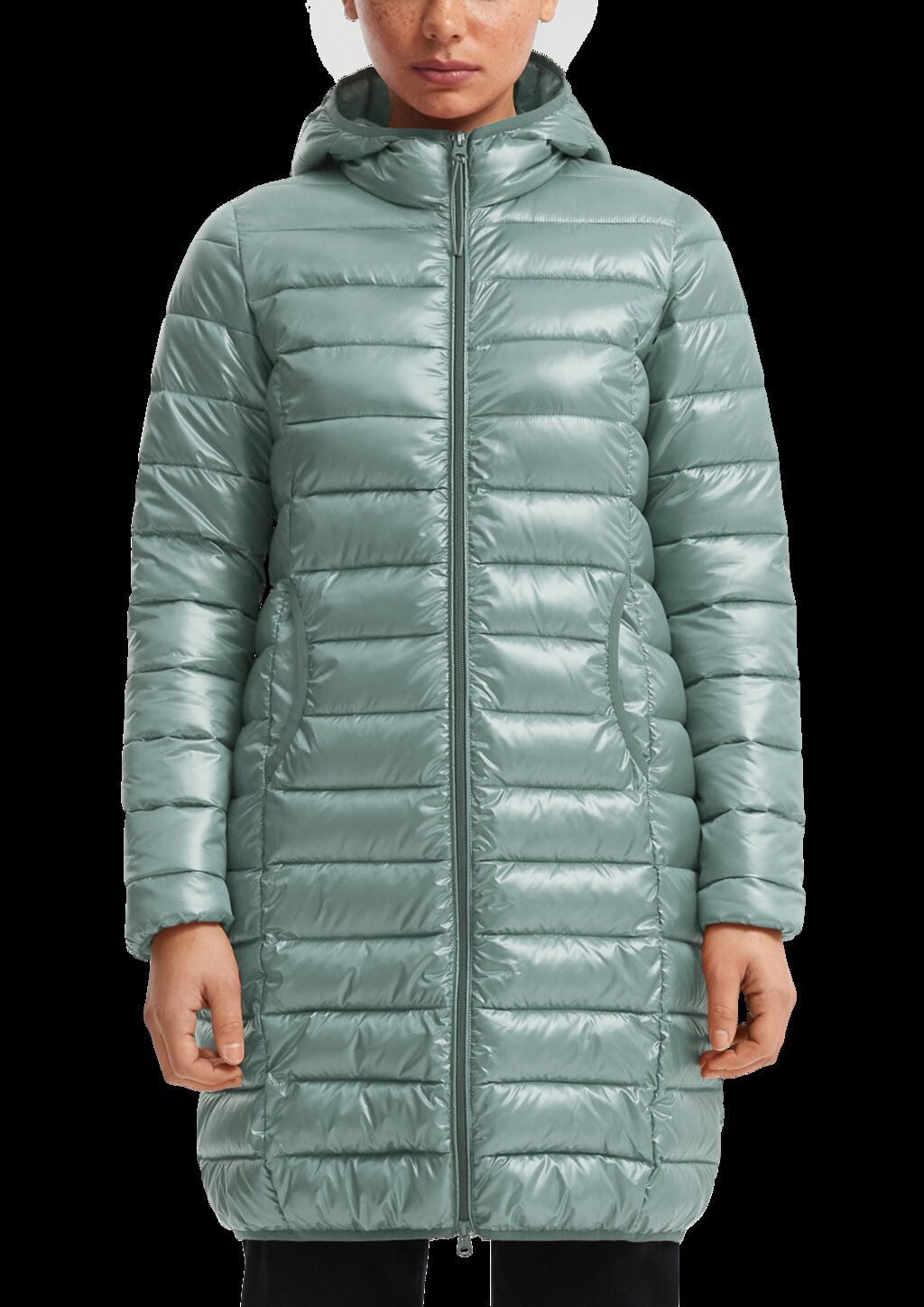 Leicht wattierter Steppmantel mit Kapuze