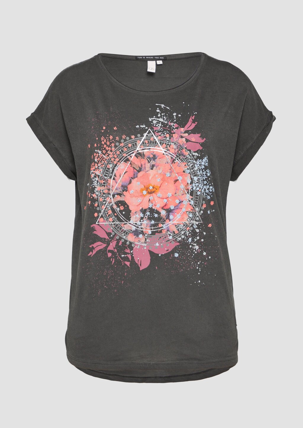 Oversize-Shirt in gewaschener Optik mit Frontprint