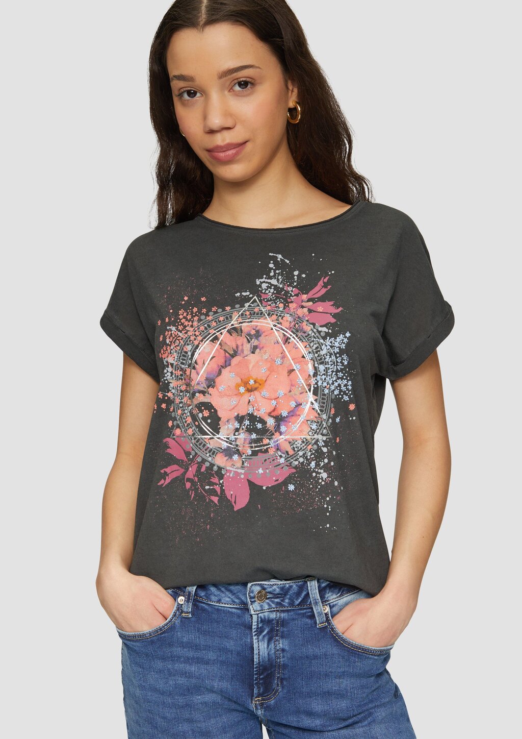 Oversize-Shirt in gewaschener Optik mit Frontprint