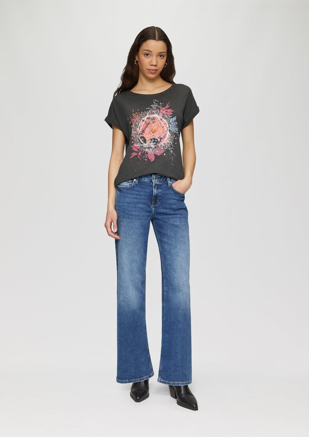 Oversize-Shirt in gewaschener Optik mit Frontprint