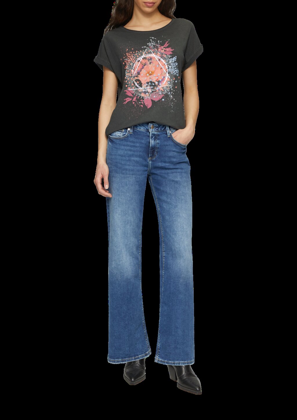 Oversize-Shirt in gewaschener Optik mit Frontprint