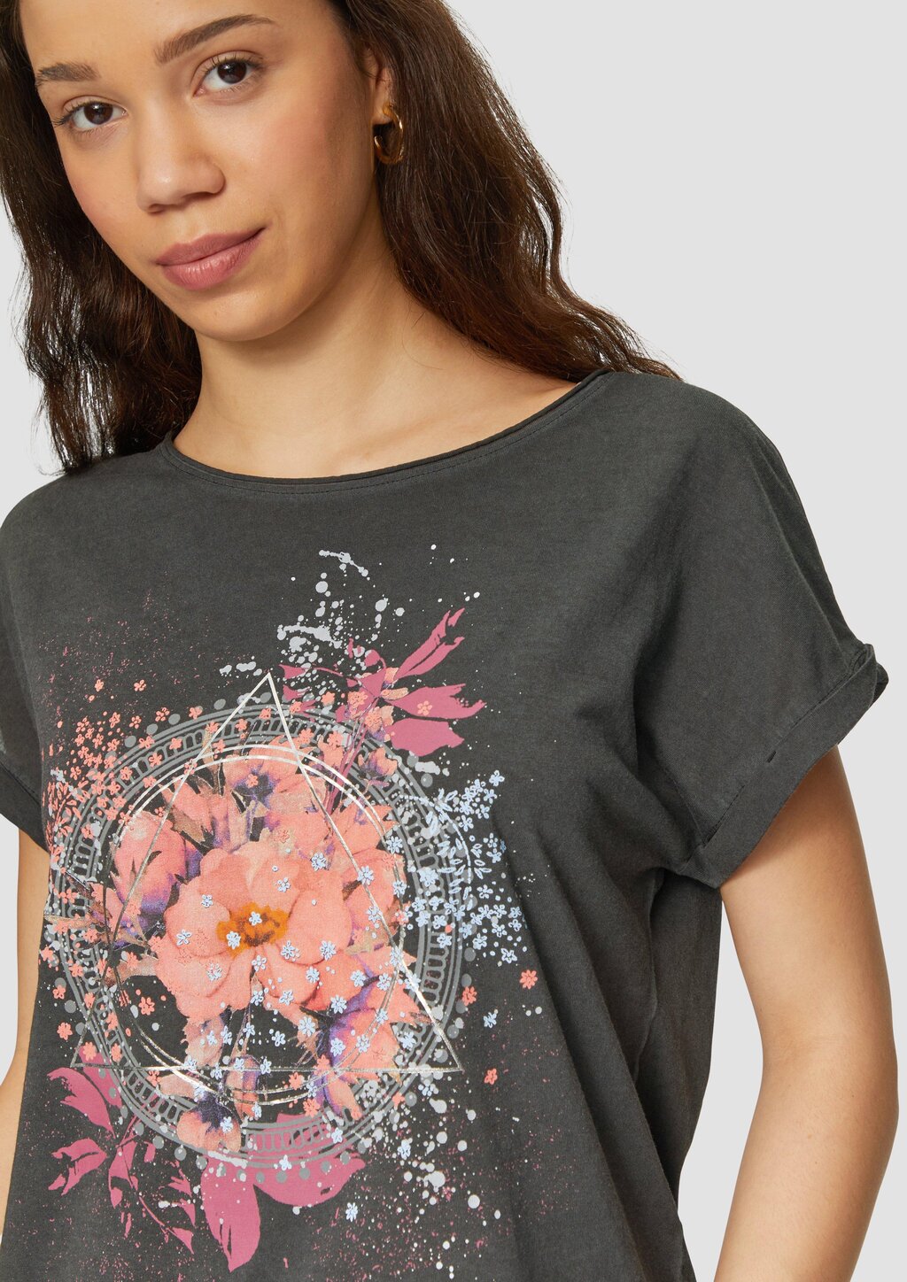 Oversize-Shirt in gewaschener Optik mit Frontprint